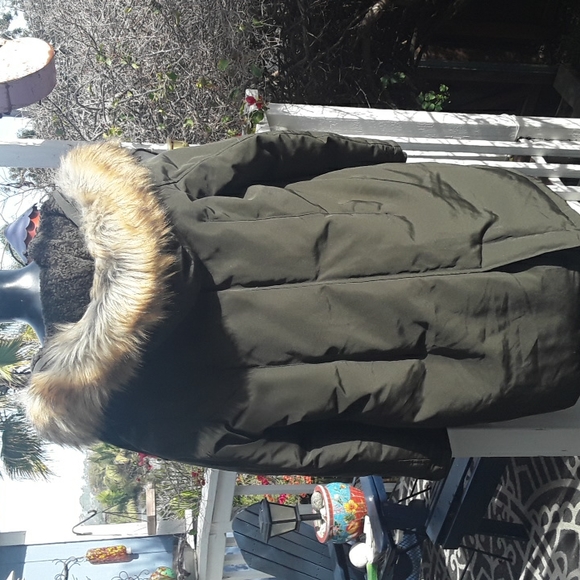 french connection parka faux fur trimmed hood, xl - Picture 4 of 6